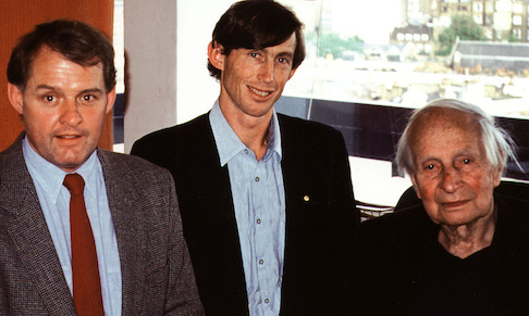 VanDerPost-JG-TMS_WEB_486x291.jpg Jeremy Griffith and Tim Macartney-Snape with Sir Laurens van der Post in London, 1993